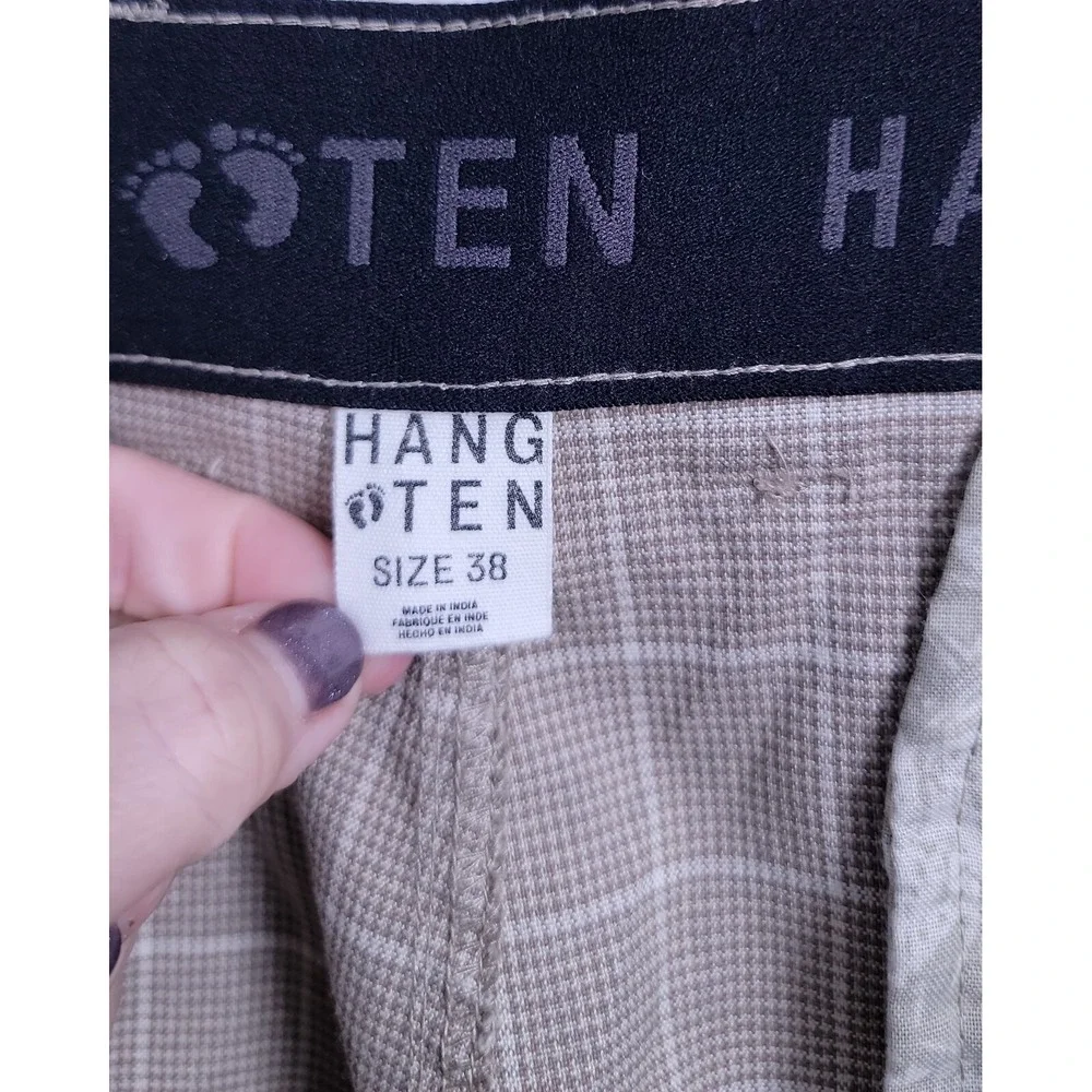 Hang Ten Beige Plaid Hybrid Casual Board Shorts Men's size 30
